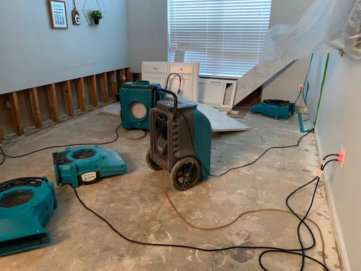 Dehumidifier in flood-cut room for Water Extraction & Removal in Humble